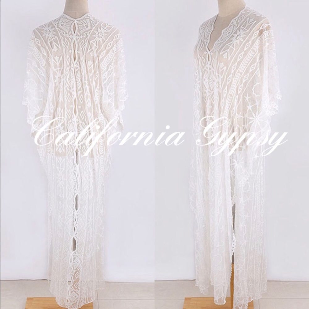 Kaftan Vintage Lace Bohemian Gypsy Coverup - Picture 4 of 12